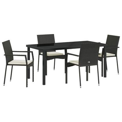 Trädgårdsmöbelset med kudde 5 pcs Svart konstrotting