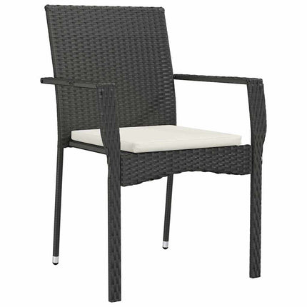 Trädgårdsmöbelset med kudde 5 pcs Svart konstrotting