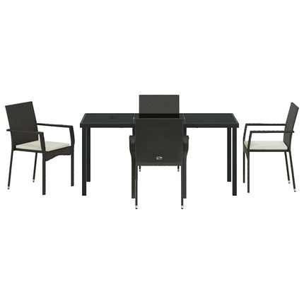Trädgårdsmöbelset med kudde 5 pcs Svart konstrotting