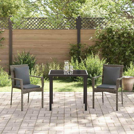 Trädgårdsmöbelset med kudde 3 pcs Grå konstrotting
