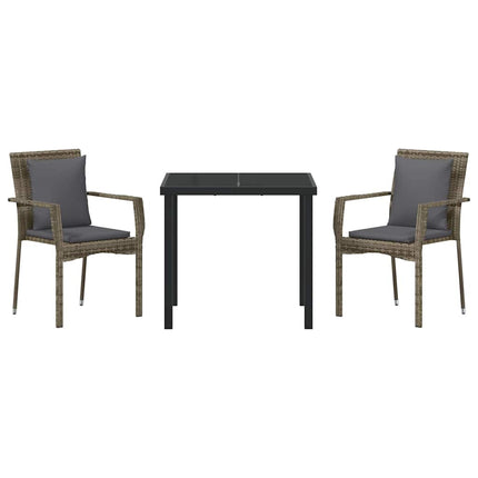 Trädgårdsmöbelset med kudde 3 pcs Grå konstrotting