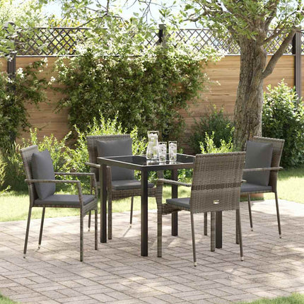Trädgårdsmöbelset med kudde 5 pcs Grå konstrotting