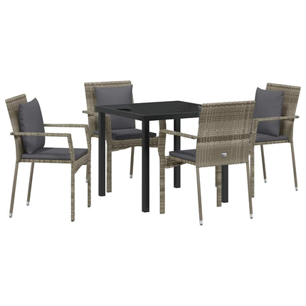 Trädgårdsmöbelset med kudde 5 pcs Grå konstrotting