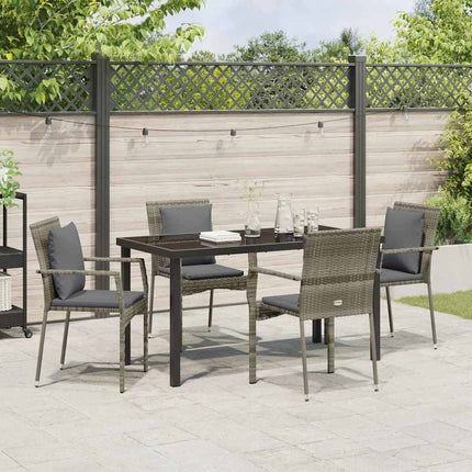 Trädgårdsmöbelset med kudde 5 pcs Grå konstrotting