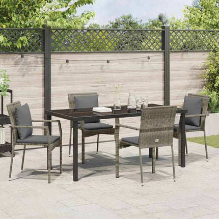 Trädgårdsmöbelset med kudde 5 pcs Grå konstrotting