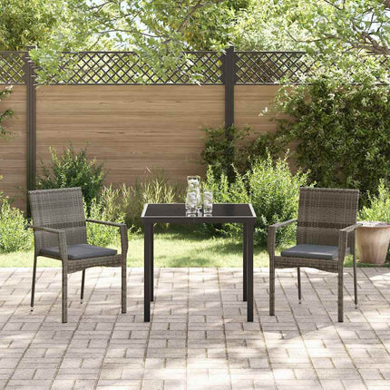 Trädgårdsmöbelset med kudde 3 pcs Grå konstrotting