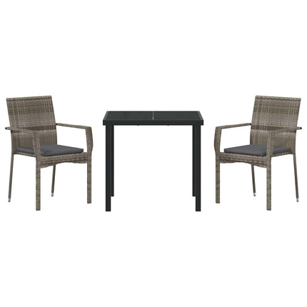Trädgårdsmöbelset med kudde 3 pcs Grå konstrotting