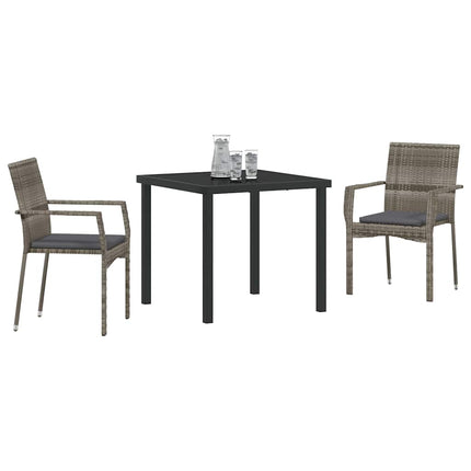 Trädgårdsmöbelset med kudde 3 pcs Grå konstrotting
