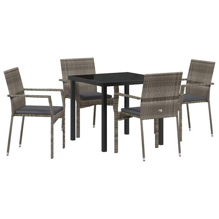 Trädgårdsmöbelset med kudde 5 pcs Grå konstrotting