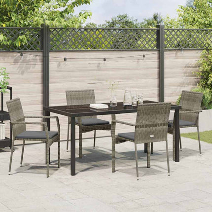 Trädgårdsmöbelset med kudde 5 pcs Grå konstrotting