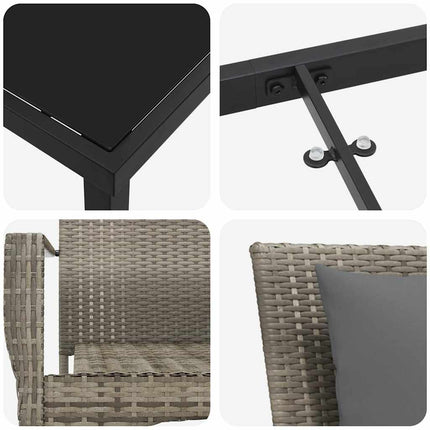 Trädgårdsmöbelset med kudde 7 pcs Grå konstrotting