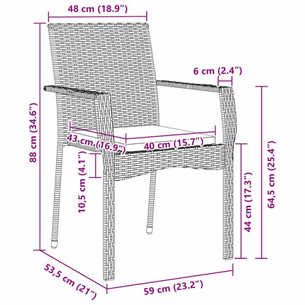 Trädgårdsmöbelset med kudde 7 pcs Grå konstrotting