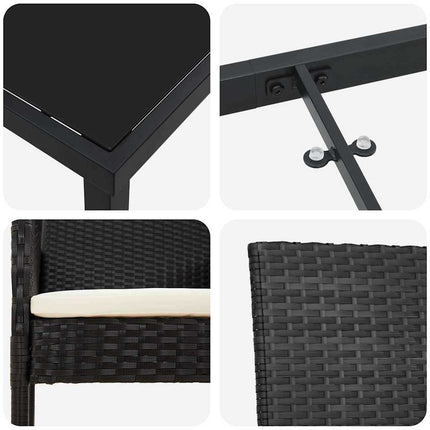 Trädgårdsmöbelset med kudde 5 pcs Svart konstrotting