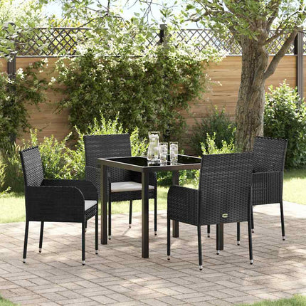 Trädgårdsmöbelset med kudde 5 pcs Svart konstrotting