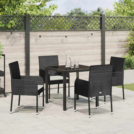 Trädgårdsmöbelset med kudde 5 pcs Svart konstrotting