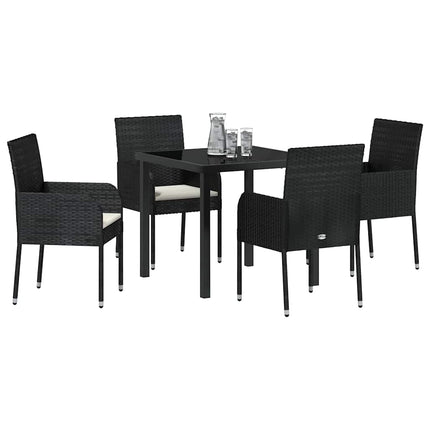 Trädgårdsmöbelset med kudde 5 pcs Svart konstrotting