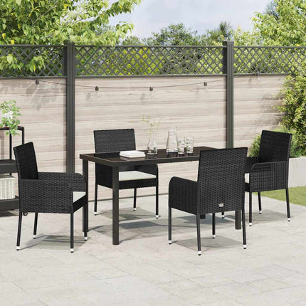 Trädgårdsmöbelset med kudde 5 pcs Svart konstrotting