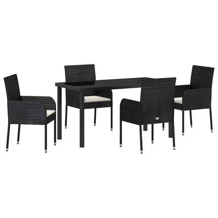 Trädgårdsmöbelset med kudde 5 pcs Svart konstrotting