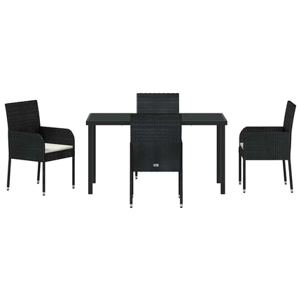 Trädgårdsmöbelset med kudde 5 pcs Svart konstrotting