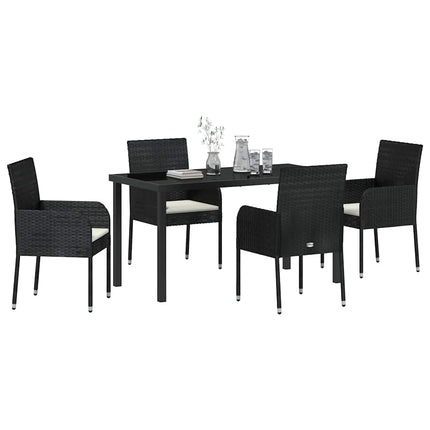 Trädgårdsmöbelset med kudde 5 pcs Svart konstrotting