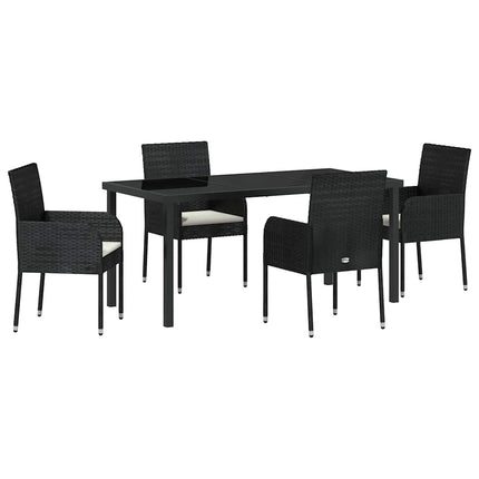 Trädgårdsmöbelset med kudde 5 pcs Svart konstrotting