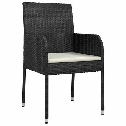 Trädgårdsmöbelset med kudde 5 pcs Svart konstrotting
