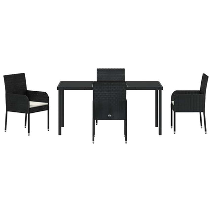 Trädgårdsmöbelset med kudde 5 pcs Svart konstrotting