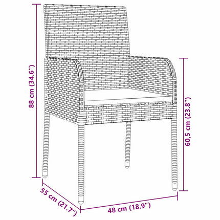 Trädgårdsmöbelset med kudde 5 pcs Svart konstrotting