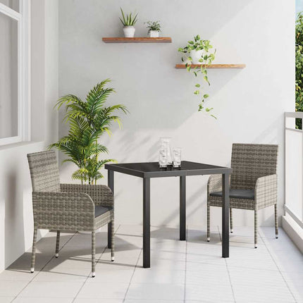 Trädgårdsmöbelset med kudde 3 pcs Grå konstrotting