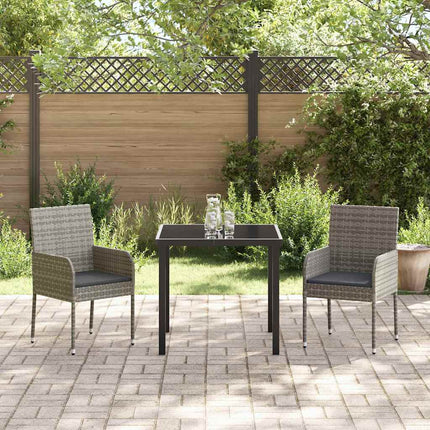 Trädgårdsmöbelset med kudde 3 pcs Grå konstrotting