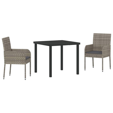 Trädgårdsmöbelset med kudde 3 pcs Grå konstrotting