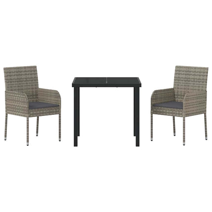 Trädgårdsmöbelset med kudde 3 pcs Grå konstrotting
