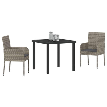Trädgårdsmöbelset med kudde 3 pcs Grå konstrotting