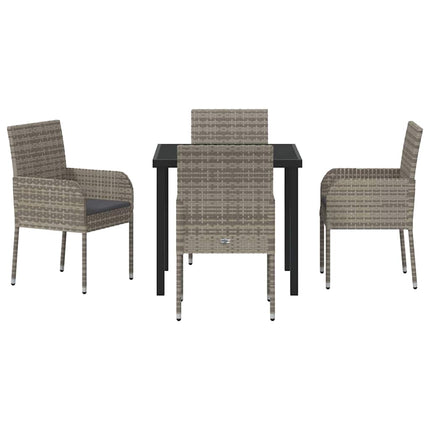 Trädgårdsmöbelset med kudde 5 pcs Grå konstrotting
