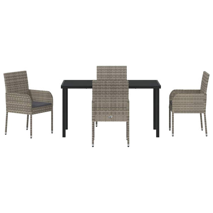 Trädgårdsmöbelset med kudde 5 pcs Grå konstrotting