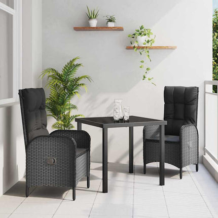 Trädgårdsmöbelset med kudde 3 pcs Svart konstrotting