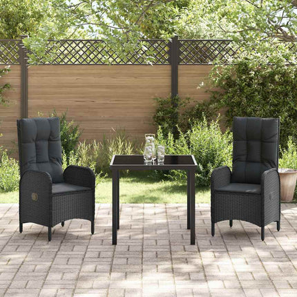 Trädgårdsmöbelset med kudde 3 pcs Svart konstrotting