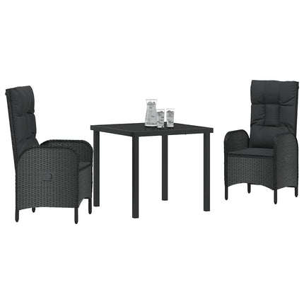 Trädgårdsmöbelset med kudde 3 pcs Svart konstrotting