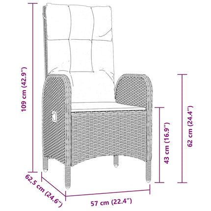 Trädgårdsmöbelset med kudde 3 pcs Svart konstrotting