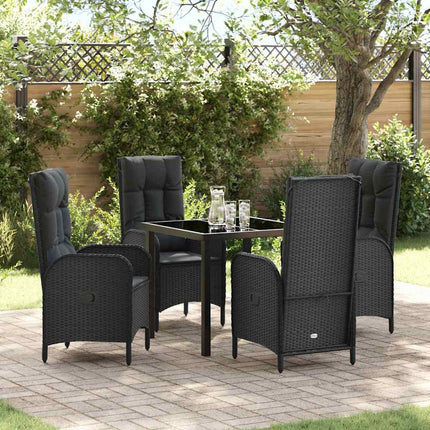 Trädgårdsmöbelset med kudde 5 pcs Svart konstrotting