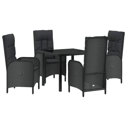 Trädgårdsmöbelset med kudde 5 pcs Svart konstrotting