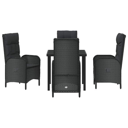 Trädgårdsmöbelset med kudde 5 pcs Svart konstrotting