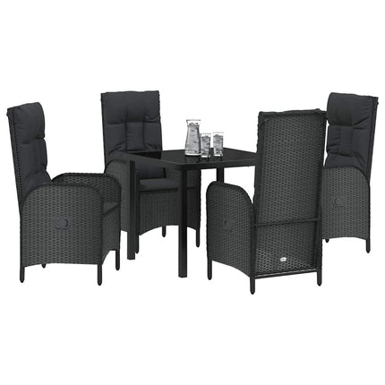 Trädgårdsmöbelset med kudde 5 pcs Svart konstrotting
