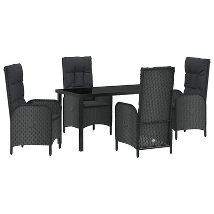 Trädgårdsmöbelset med kudde 5 pcs Svart konstrotting