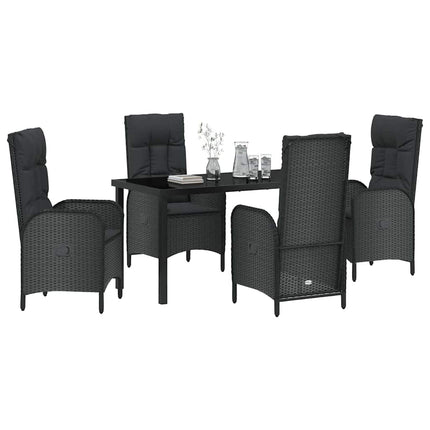 Trädgårdsmöbelset med kudde 5 pcs Svart konstrotting