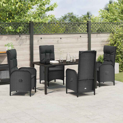 Trädgårdsmöbelset med kudde 5 pcs Svart konstrotting