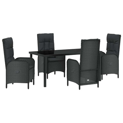 Trädgårdsmöbelset med kudde 5 pcs Svart konstrotting