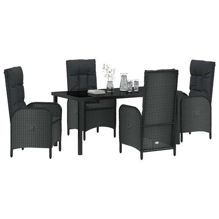 Trädgårdsmöbelset med kudde 5 pcs Svart konstrotting