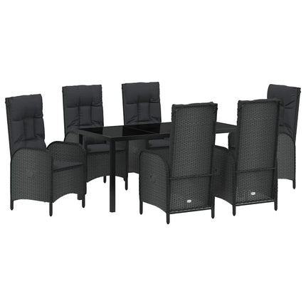Trädgårdsmöbelset med kudde 7 pcs Svart konstrotting