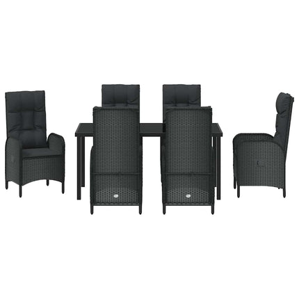 Trädgårdsmöbelset med kudde 7 pcs Svart konstrotting